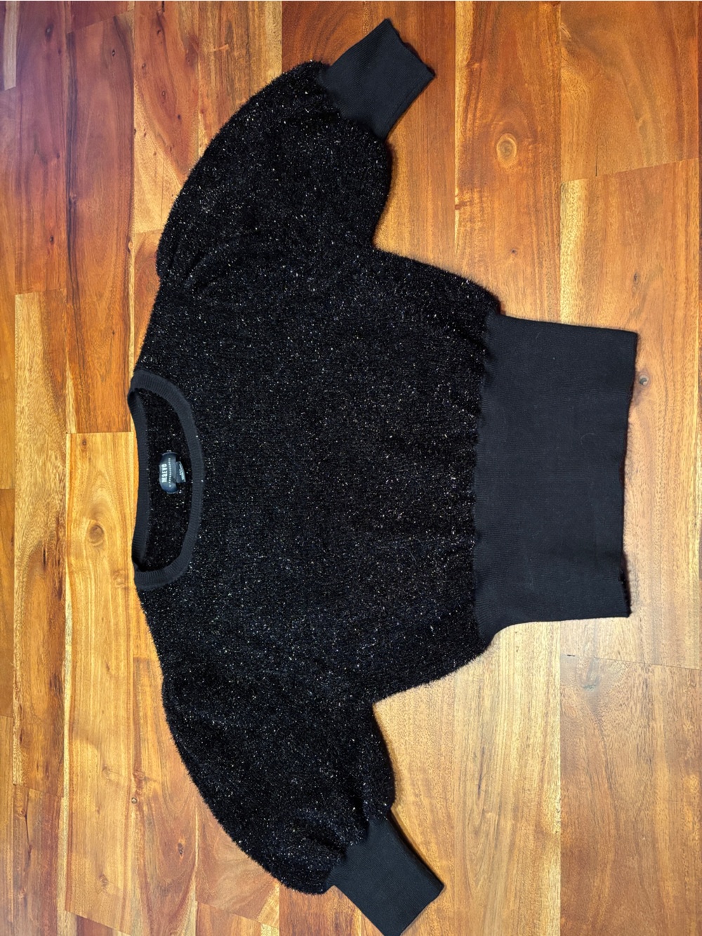 Maeve Anthropologie Black Metallic Shimmer Sweater Top Petite - Size XS